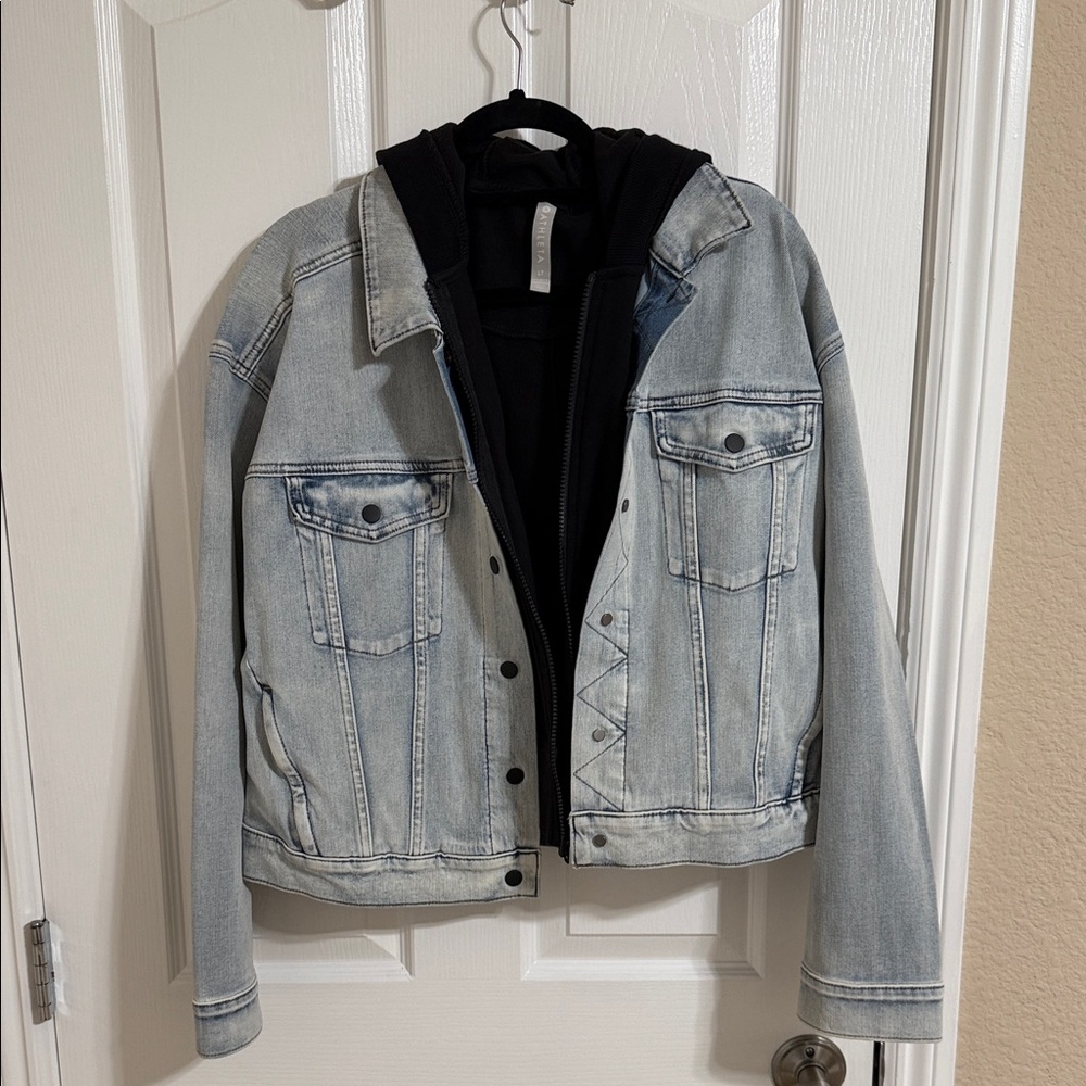 Athleta Black Fleece lined denim Jacket